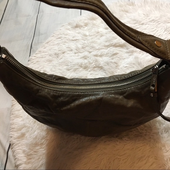L.A.M.B Taupe Leather Saddle Hobo Purse Hand Bag - Picture 14 of 14